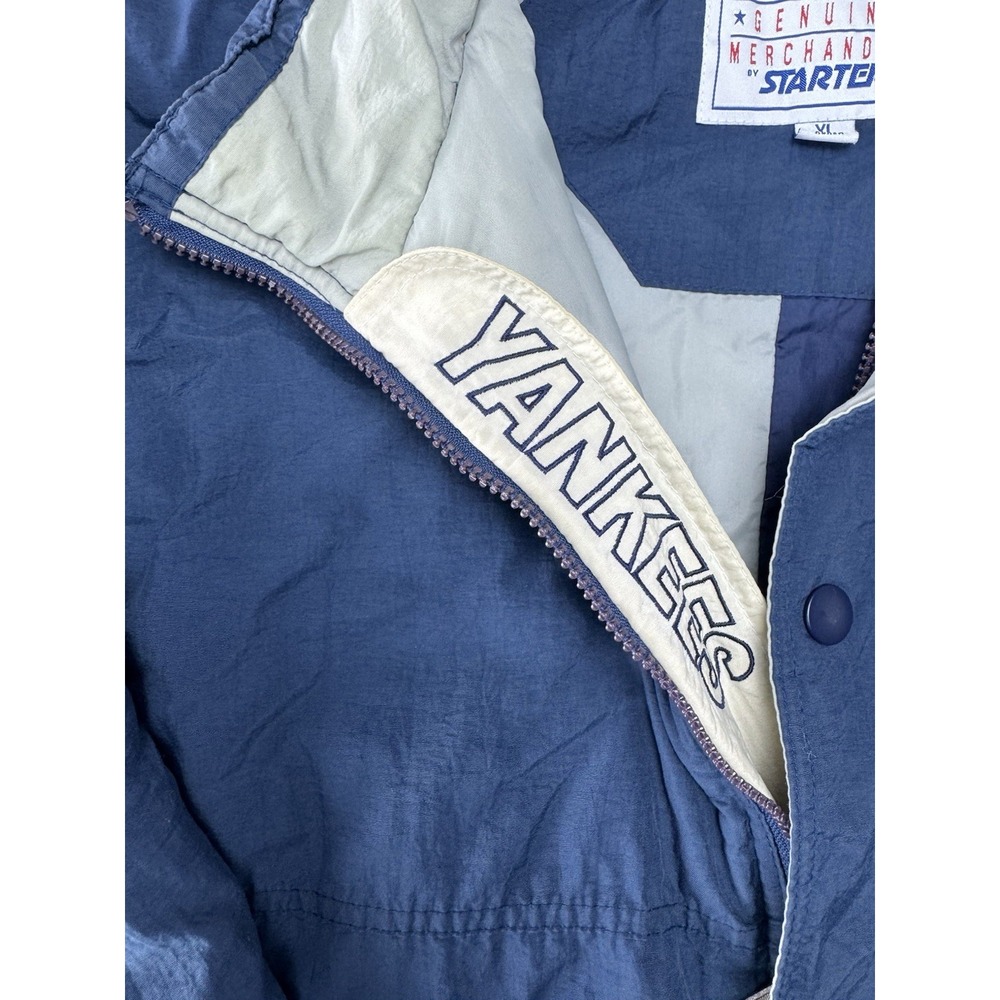 VTG Starter New‎ York Yankees Jacket XL Blue Nylon Embroidered Logo Made Korea - Picture 5 of 10